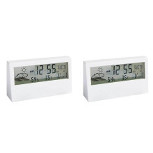 2X LED Thermometer Thermo-Hygrometer Electronic Temperature Humidity Meter Weather Station with Alarm Clock