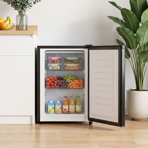46L Freestanding Freezer, Single Door with Drawer, Black 1