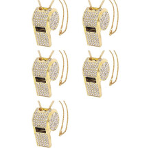 5X Whistle, Metal Crystal Rhinestone Whistle, Shining Whistle with Keychain for Referees, Coaches, Teachers