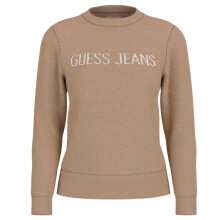 (10 UK, Brown/Oatmeal) Guess Womens/Ladies Knitted Intarsia Sweatshirt