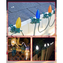 Outdoor C7 C9 Light Clips, Pack of 50 Universal Spring Clips for Christmas Lights, Fits Roofs,Compatible E12 E17 Sockets