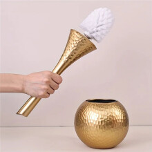 Goldene High-End-Reinigungsbürste, Toilettenbürste mit Standfuß, Haushaltsbürste mit Langem Griff, Geeignet für Badezimmer, Toilette