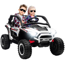 2 Seater 24V 7AH Ride on Truck, Battery Powered Electric Ride On Car w/ Remote, Suspension, 3 Speeds, White