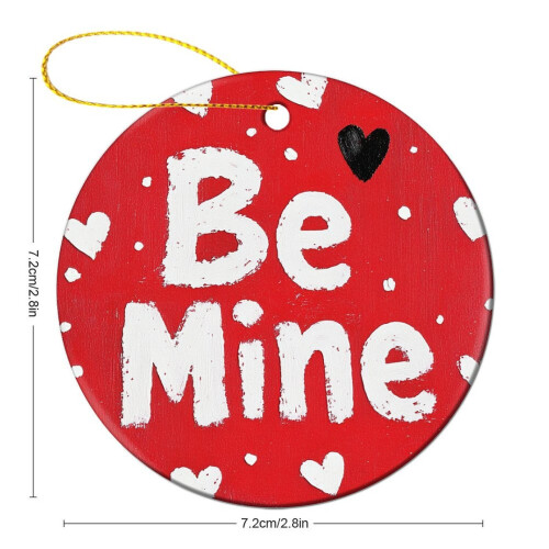 Ceramic Christmas Ornament Red White Heart Be Mine 1