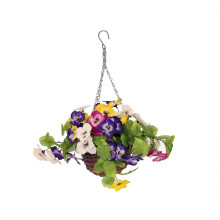 Oypla Artificial Garden Hanging Wicker Basket with Multicoloured Flowers