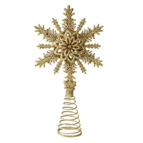 Snowflake Tree Topper Gold Red Glitter Iron Star 1pc 1