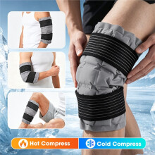 Knee Ice Packs with Adjustable Elastic Strap for Hot Cold Compress - Reusable Gel-Free Relief