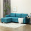 'L' Shape Modular Sofa, with Storage - Light Blue 4