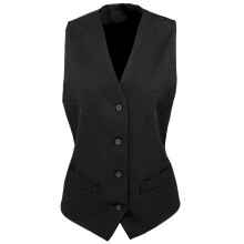 (2XL, Black) Premier Womens/Ladies Lined Polyester Waistcoat / Bar Wear / Catering (Pack of 2)
