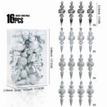 Christmas Hanging Ornaments Green 4in Finial Drop Set 16pcs