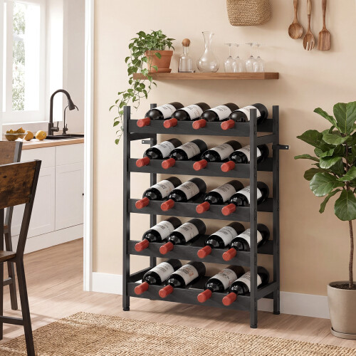 Homcom HOMCOM Wine Rack Freestanding 5-Tier 20-Bottle Capacity Black