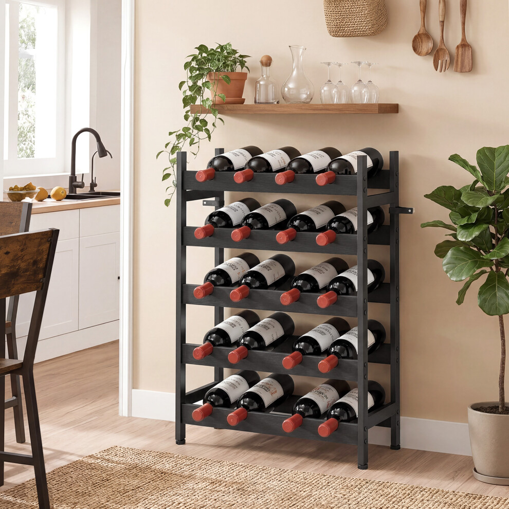 Homcom Wine Rack Freestanding 5-Tier 20-Bottle Capacity Black