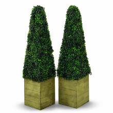 Oypla Set of 2 Artificial Topiary Boxwood Pyramid Trees 90cm Indoor Outdoor Decoration