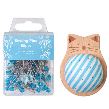 Pin Cushion with 80 Sewing Pins for Dressmaking and Quilting