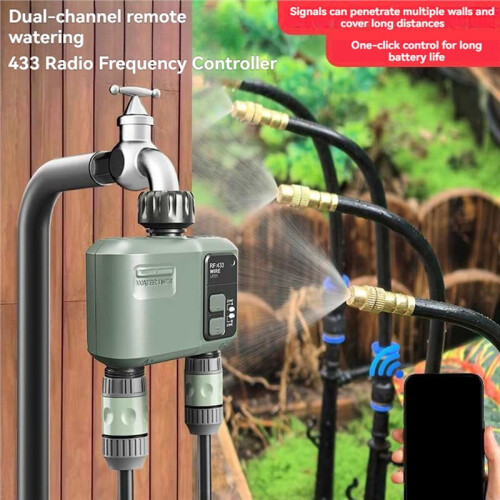 RF433 Dual-Channel Remote Control Automatic Watering Device Mobile Phone WiFi Timed Watering UK Plug 1
