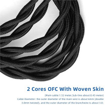 Cable de Auriculares HFM04 con Micrófono Metálico Omnidireccional HD para para HE400SE Sundara Arya Ananda Deva Pro MEZE 2EN1