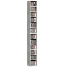 Set of 2 CD Media Display Shelf Unit Tower Rack with Adjustable Shelves, Cement Grey
