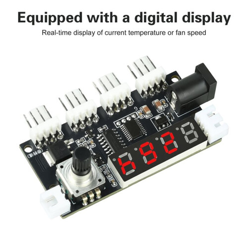 5-24V 5A Four Way PWM Fan Speed Control Intelligent Temperature Control Cooling Speed Controller Display 1