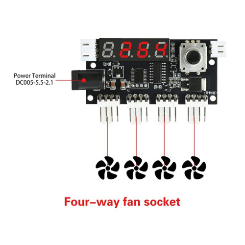 5-24V 5A Four Way PWM Fan Speed Control Intelligent Temperature Control Cooling Speed Controller Display 2