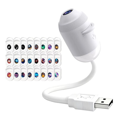 USB Projector Lamp with Clear Image Adjustable Brightness Touch Control 2-in-1 Night Light and Star Projector