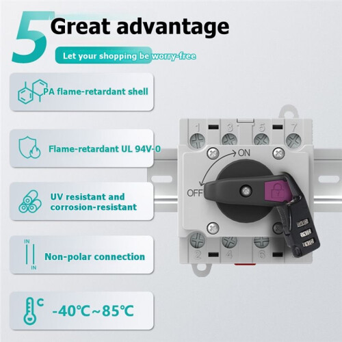 4P  Isolator  32A 1200V, DIN-Rail Mount  Disconnect  for PV Solar Distribution Box