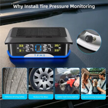 SUV Bandenspanningsmeter Draadloze Bandenspanningmonitor Zonne-Opladen IP67 Waterdicht Hoge en Lage Druk Alarmen voor Lange Afstand Ingebouwd