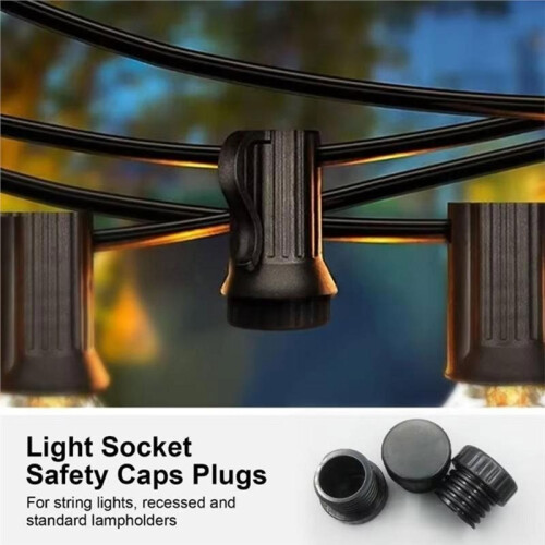 28Pcs Light Socket Safety Caps Plugs E26 Light Bulb Socket Cover End Caps Light Socket Protective Caps for String Lights