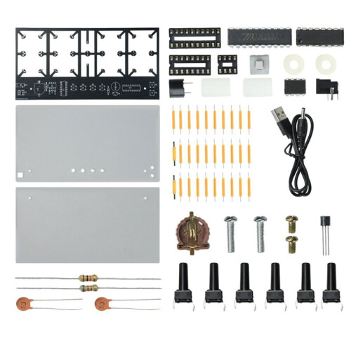 DIY Electronic Clock Kit DIY Electronic Digital Clock Soldering Kit 4-Digit LED Digital Tube for Desktop Display Module