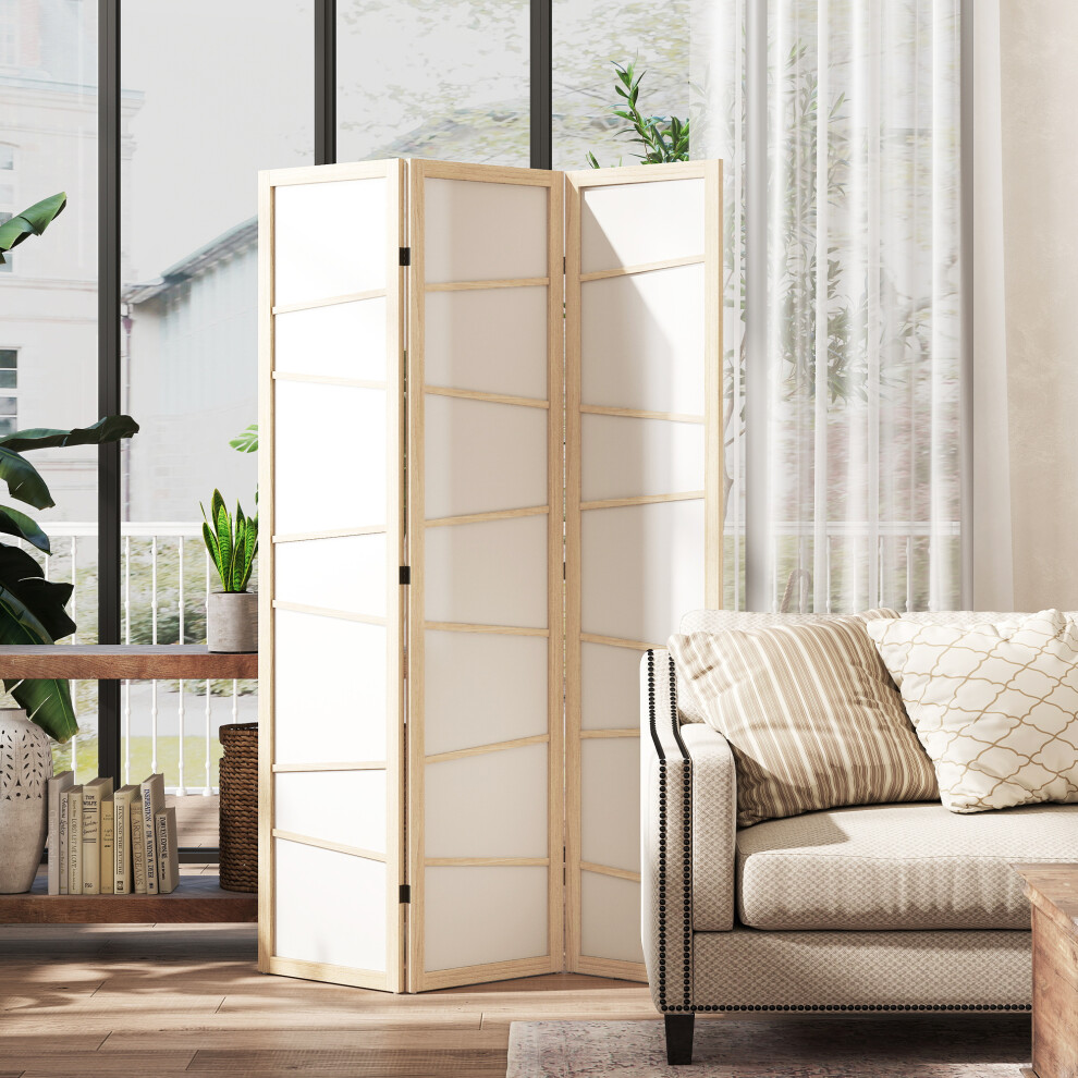 Homcom Room Divider, Screen Protector With Frame, Natural Wood Finish