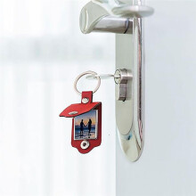 10 Pcs Sublimation Keychain Blanks Bulk, PU Leather Key Chains Heat Transfer-Press Key Rings for DIY Photo & Text