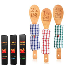 3 Pcs Chili Chili Cook Off Award Prizes 1st 2nd 3rd Wooden Spoons Trophies Cooking Dishcloth Chili Box