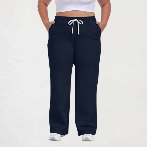 Women's Plus Size Casual Pants Drawstring Waist Solid Color