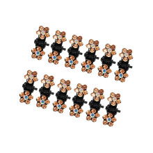 Mini Hair Claw Clip Rhinestone Metal Orange 12 pcs