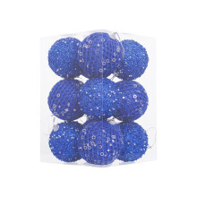 Christmas Ball Ornaments Glitter Shatterproof 12 Pcs Blue