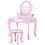 Kids Dressing Table Set, with Mirror, Stool, for Ages 3-6 Years - Pink 2