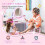 Kids Dressing Table Set, with Mirror, Stool, for Ages 3-6 Years - Pink 6