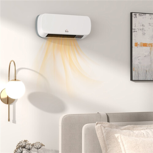 2000W Wall Mounted Ceramic Space Heater, 10-49C Temperature, White 2