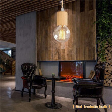 Wood Pendant Light Cord Kit ,14.76FT Vintage Industrial Hanging Plug in Lamp Cord with Twisted Nylon Rope E26 EU Plug