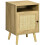 Bedside Table with Rattan Element, Side End Table with Shelf and Cupboard, 39cmx35cmx60cm, Natural 1