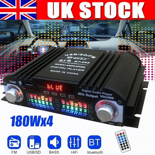 USB Player Bluetooth HiFi Sound Amplifier 4 Channel Audio Karaoke Digital