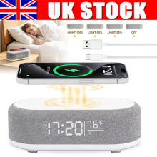 Digital Alarm Clock Bedside Temperature Night Mode With Wireless Charging Area