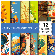 Thanksgiving Craft Paper 6x6in 24 Sheets 12 Designs