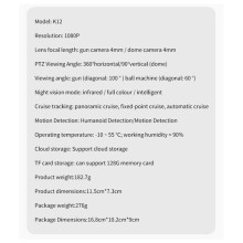1080P HD WiFi IP Camera Dual Lens Dual Screen Baby Monitor Home Security Camera PTZ Auto Tracking CCTV