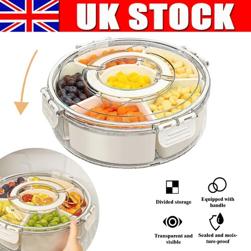 Snack Tray with Lid, Divided Serving Tray , 6 Compartments Snack Containers NEW
