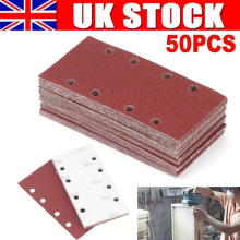50PCS 93*185mm Square Sander Sandpaper 8 Hole Hook and Loop Disk Sand Sheets NEW