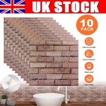 10 x 3D Tile Brick Wall Sticker Waterproof Self-adhesive PVC Panel Wallpaper NEW