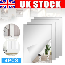 4PCS Mirror Wall Tiles Square 40cmx30cm Self Adhesive Acrylic Bathroom/Bedroom