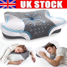 Ergonomic Memory Foam Neck Pillow Orthopedic Cervical Support Pain Relief Sleep.