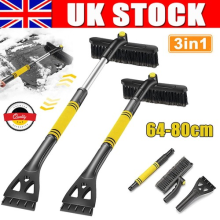 1Pc 2-in-1 Ice Scraper with Brush for Car Windshield Snow Remove Cleaner Black