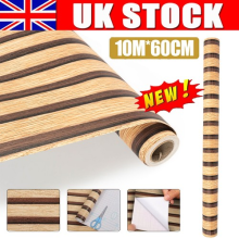 10M Brown Wood Grain Wallpaper Stickers Self-Adhesive Furniture Film Vinyl Wrap
